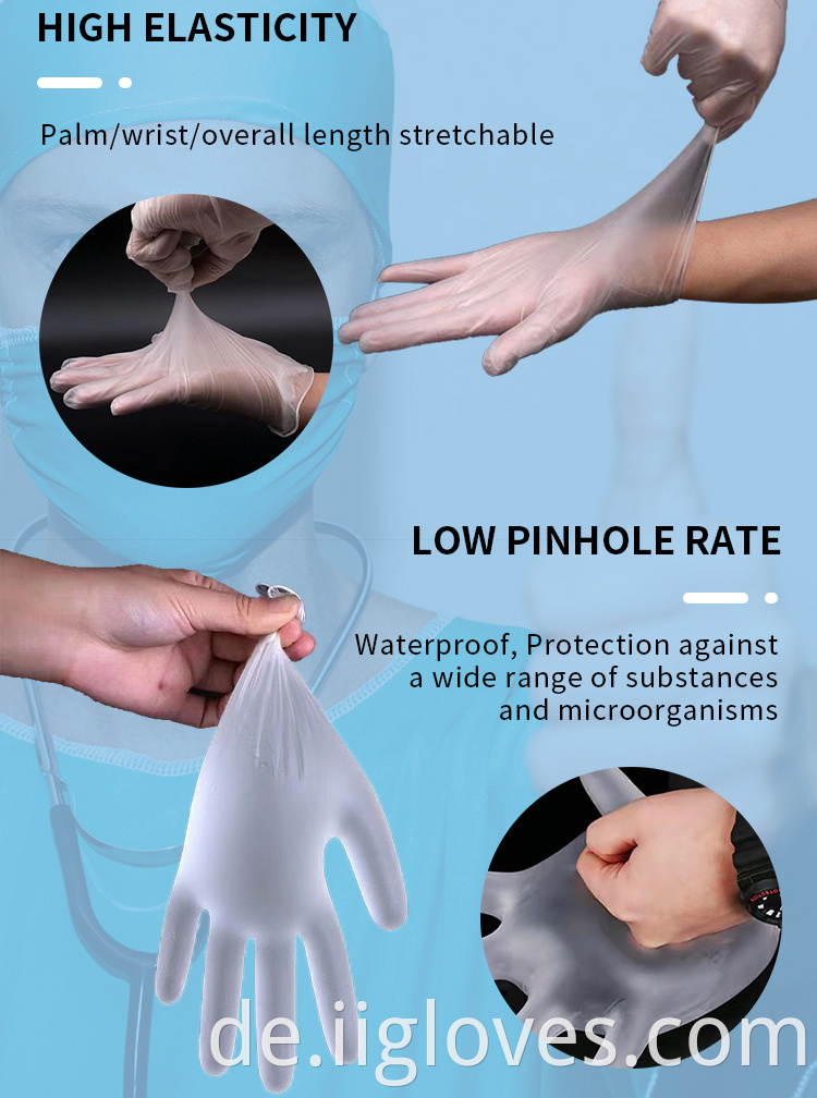 Wettbewerbsfähiger Preis PVC Clear Handhandschuhe Großhandel pulverfreie Anti-Schlag-Vinyl-Haushalts-Vinylhandschuhe